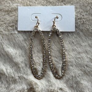 Womens Chic Bling Oval Shaped Dangle Deluxe Rhinestone Oversized Hoop Earrings